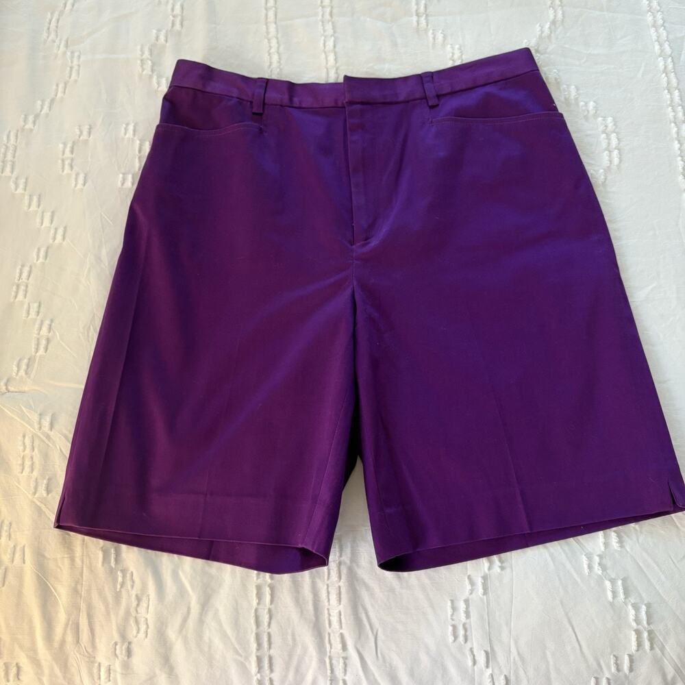 Ralph Lauren Golf Purple Cotton Shorts Women’s 8 Chino Bermuda Flat Front